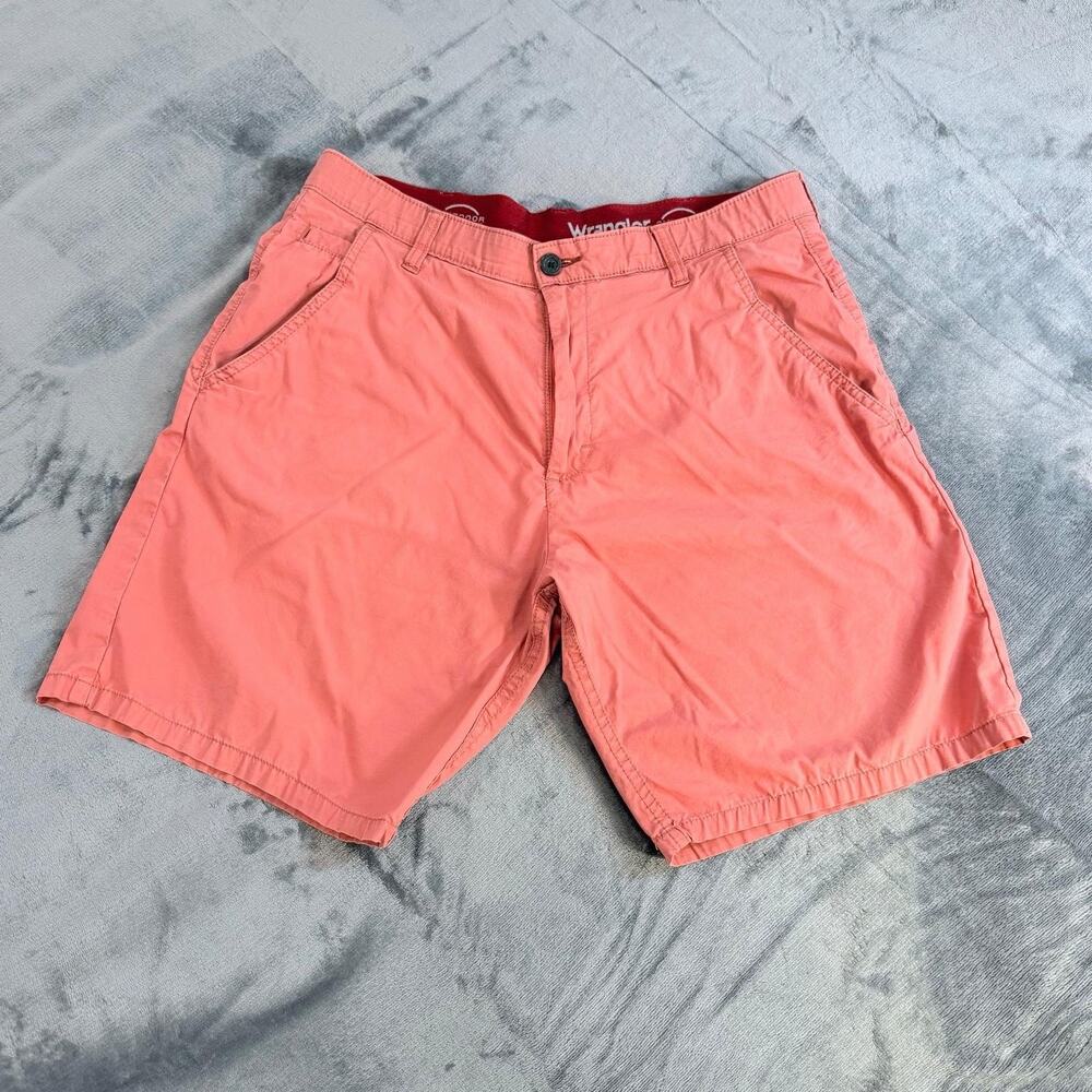 Wrangler Men Salmon Flat Front Outdoor Chino Short Sz 34 Performance Gorpcore
